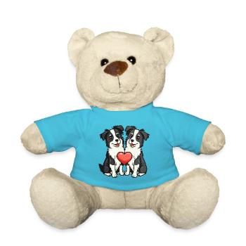 Border Collie Dogs Couple amoureux Saint Valentin - Nounours - bleu outremer - Devant