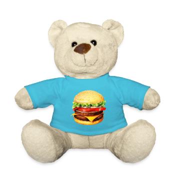Aquarelle, hamburgers, restauration rapide - Nounours - bleu outremer - Devant