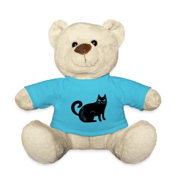 Katze Katzen Katzendame Katzenfreund - Teddy - Atollblau - Vorne
