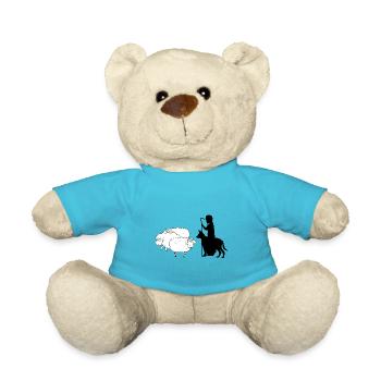 Shepherd with shepherd dog and sheep - Teddy Bear - atoll blue - Front