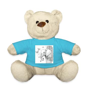 Jungle Lion Safari Nature Bio T-Shirt - Teddy Bear - atoll blue - Front