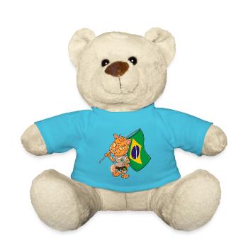 Brazil Fan Cat - Teddy Bear - atoll blue - Front