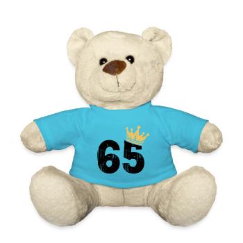 65 Crown 65th Birthday 65 Years - Teddy Bear - atoll blue - Front
