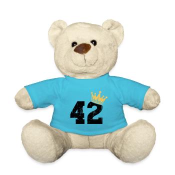 42 Crown 42nd Birthday 42 Years - Teddy Bear - atoll blue - Front