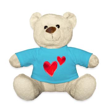 Herzen Love Verliebt Valentinstag - Teddy - Atollblau - Vorne