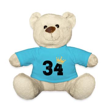 34 Crown 34th birthday 34 years old - Teddy Bear - atoll blue - Front
