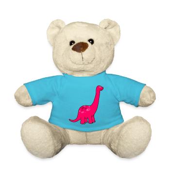 Cute pink dino - Teddy Bear - atoll blue - Front