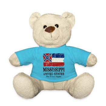 Mississippi Flag - Vintage Look - Teddy - Atollblau - Vorne