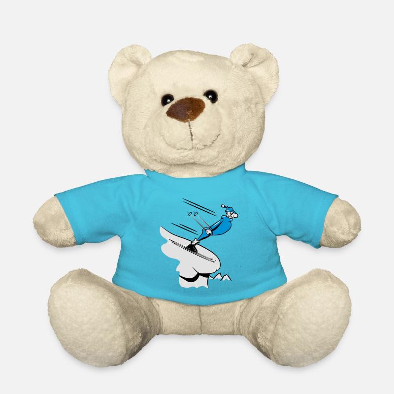 Winter Urlaub ski abfahrt witzig comic - Teddy - Atollblau