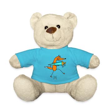 Schlauer Fuchs mit Zuckertüte - Teddy - Atollblau - Vorne