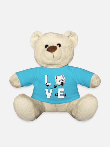 J'aime le chien Westie West Highland White Terrier - Nounours - bleu outremer