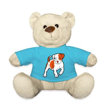 Orangener Hund Cartoon Muster - Teddy - Atollblau - Vorne