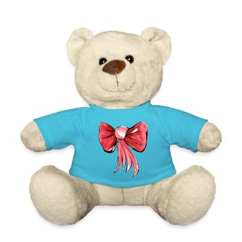 Schleife Aquarell Gemalt - Teddy - Atollblau - Vorne