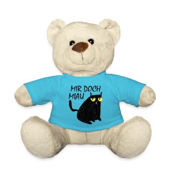 Mir Doch Miau - Lustige Schwarze Katze - Teddy - Atollblau - Vorne
