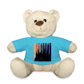 Cool Retro Vintage Papa Bear Father T Shirt - Teddy Bear - atoll blue - Front