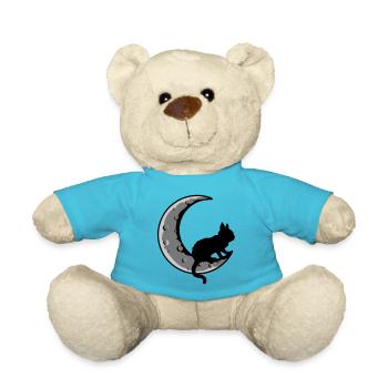 Sichel Mond Schwarze Katze - Teddy - Atollblau - Vorne
