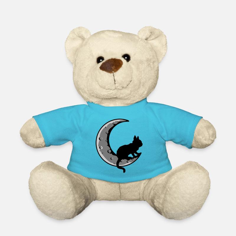 Sichel Mond Schwarze Katze - Teddy - Atollblau