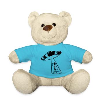Strahl Ufo Alien winkt - Teddy - Atollblau - Vorne