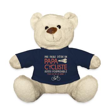 papa cycliste formidable vélo velo - Nounours - bleu marine - Devant