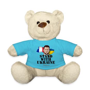 Ukraine France Stand with Ukraine - Teddy - Atollblau - Vorne