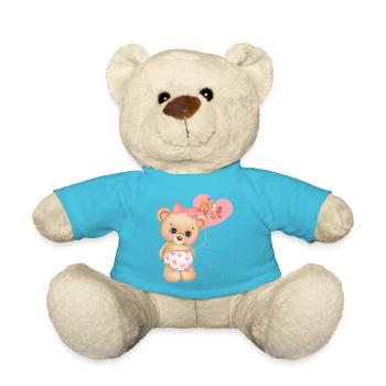 Teddy bear baby sayings baby clothes children's clothing - Teddy Bear - atoll blue - Front