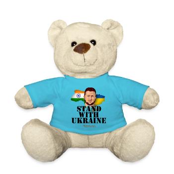 Indien Stand with Ukraine - Teddy - Atollblau - Vorne