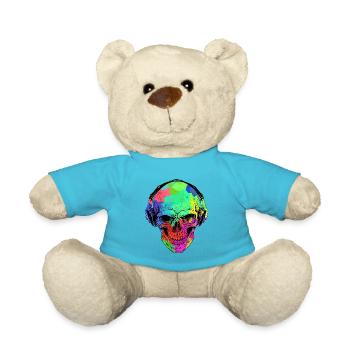 LUSTIGER HALLOWEEN REGENBOGENSCHÄDEL UND KOPFHÖRER - Teddy - Atollblau - Vorne