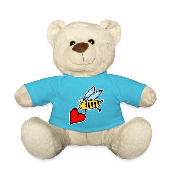 süße Biene mit großem Herz - Teddy - Atollblau - Vorne