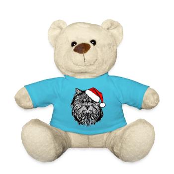 Weihnachten Hund süß lustig Hunde Tier Welpe 12 - Teddy - Atollblau - Vorne