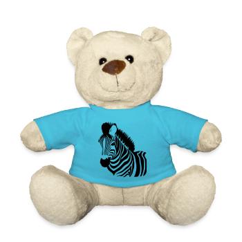 Fun Zebra Cartoon Nature Animal Safari Vector 3 - Teddy Bear - atoll blue - Front