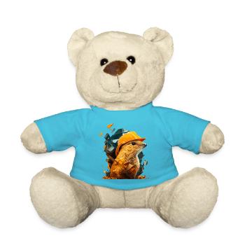 Erdhörnchen als Bauarbeiter mit gelbem Schutzhelm - Teddy - Atollblau - Vorne