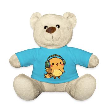 Kawaii Cute Happy Colorful Chicken avec des écouteurs - Nounours - bleu outremer - Devant