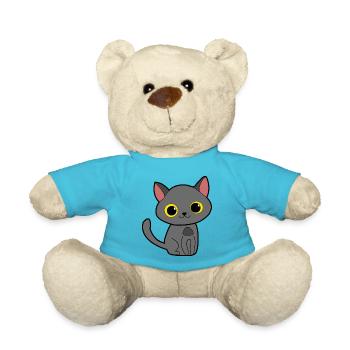 Mieze mit gelben Augen - Teddy - Atollblau - Vorne