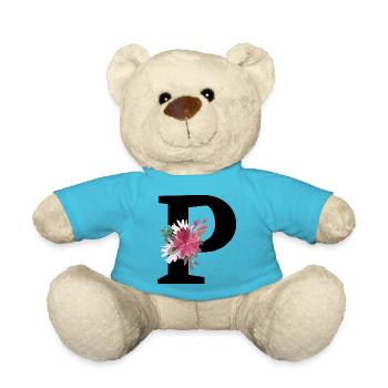 Buchstabe p blumig - Teddy - Atollblau - Vorne