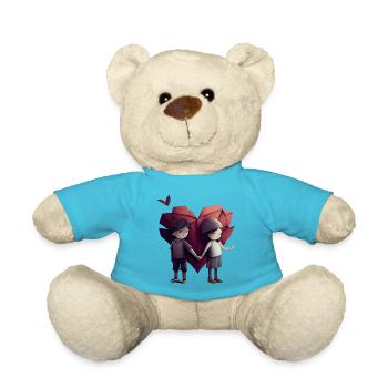 Origami-Liebe – Hände und Herzen - Teddy - Atollblau - Vorne