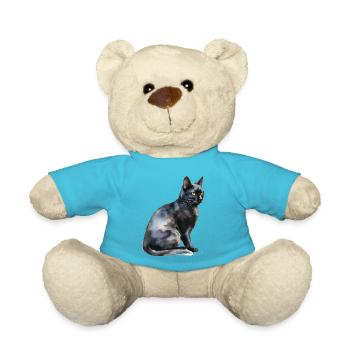 Witch Cat – Mysticism in Watercolor - Teddy Bear - atoll blue - Front