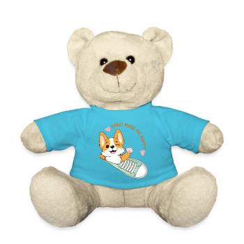 Karikaturhafter Begrüßungs-Corgi - Teddy - Atollblau - Vorne