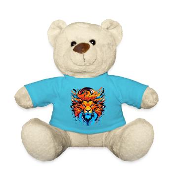 Tête de lion à crinière, colorée - Nounours - bleu outremer - Devant