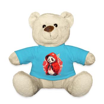 Panda mit Hoody - Teddy - Atollblau - Vorne