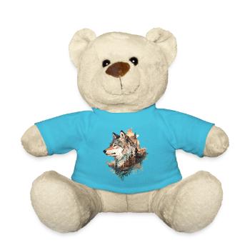 Wolf Wolf’s Head Nature Wilderness Adventure Art forestier - Nounours - bleu outremer - Devant