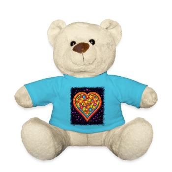 Peace for Paris Hippie Festival Gift 1960s - Teddy Bear - atoll blue - Front