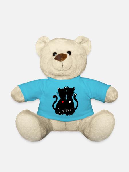 schwarze Katzen - Teddy - Atollblau