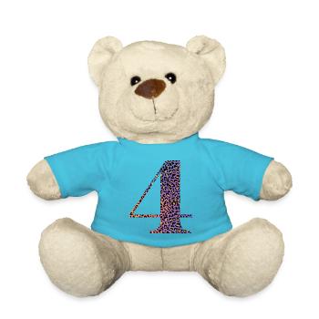 4th Anniversary Leopard - Teddy Bear - atoll blue - Front