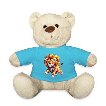 Geometric lion in a blaze of color - Teddy Bear - atoll blue - Front