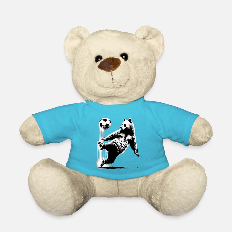 Bär spielt Fußball - Teddy - Atollblau