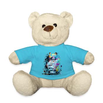 Graffiti Street Art Spray Vintage Stencil Retro - Teddy Bear - atoll blue - Front