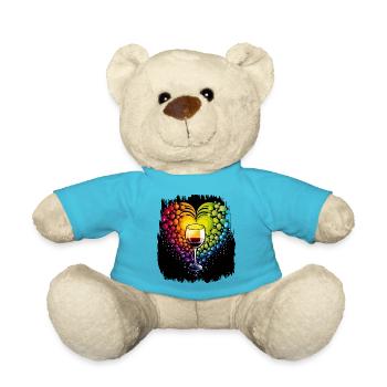 bday brightly coloured social justice colourful - Teddy Bear - atoll blue - Front