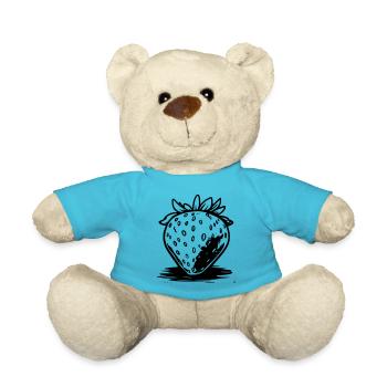 Fraise style bande dessinée noir et blanc - Nounours - bleu outremer - Devant