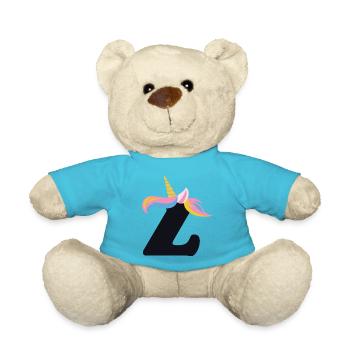 Einhorn-Buchstabe Regenbogenstyle "Z" | be unique - Teddy - Atollblau - Vorne