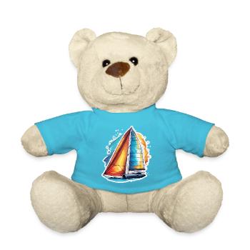Pirate Ship / Boat / Sea / Ocean / Waves - Teddy Bear - atoll blue - Front